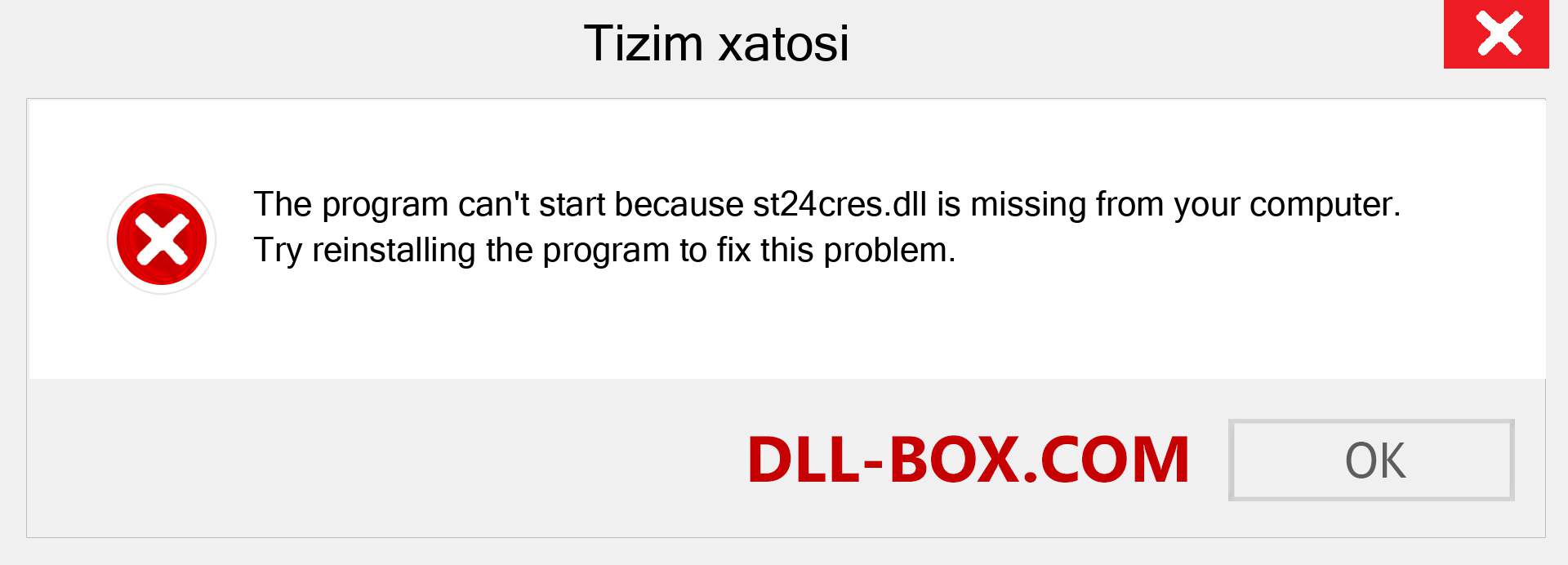 st24cres.dll fayli yo'qolganmi?. Windows 7, 8, 10 uchun yuklab olish - Windowsda st24cres dll etishmayotgan xatoni tuzating, rasmlar, rasmlar